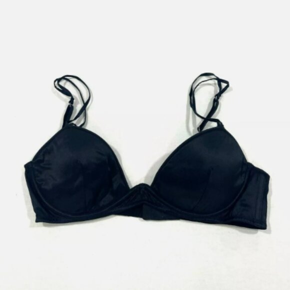Fleur Du Mal Women Underwired Silk Bra Black D Cup Size 36 US 00230